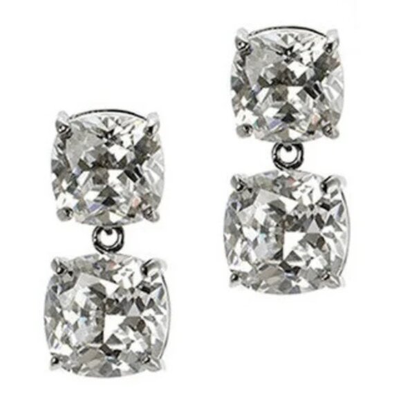 NEW CZ by Kenneth Jay Lane, Double Cushion Drop Earrings - Picture 2 of 4